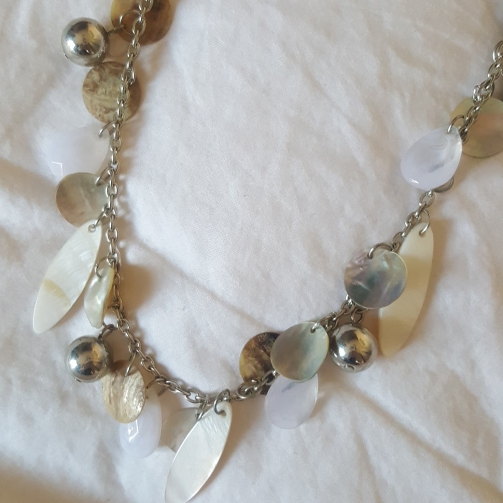 Fun Silver and Shell Long Necklace - Picture 2 of 4